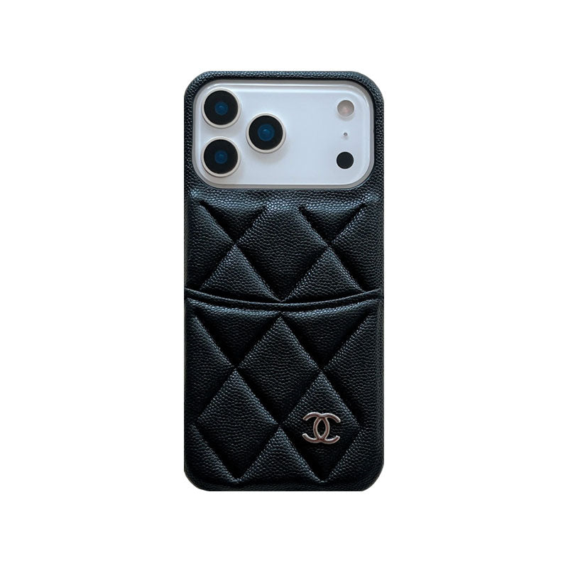 Luxury Leather CC iPhone Case With Card Holder White For iPhone 17 Series-CYCC056