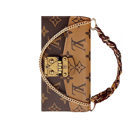 Leather Folio Monogram iPhone Case With Card Holder And Strap-CFMTY21