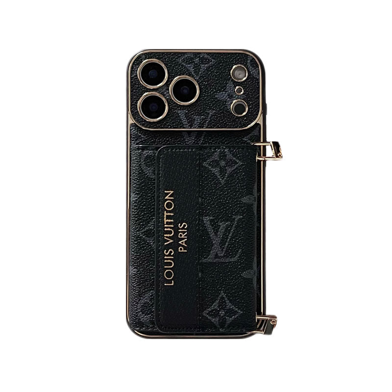 Classic Monogram iPhone Case With Card Holder And Strap For iPhone 17 Series-CYLV009