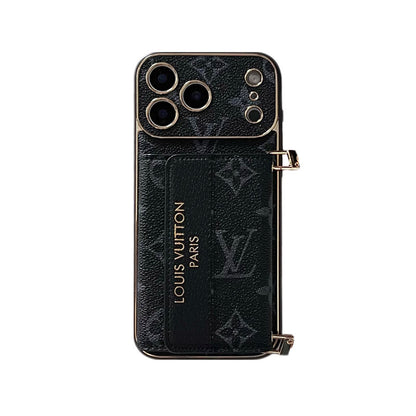 Classic Monogram iPhone Case With Card Holder And Strap For iPhone 17 Series-CYLV009