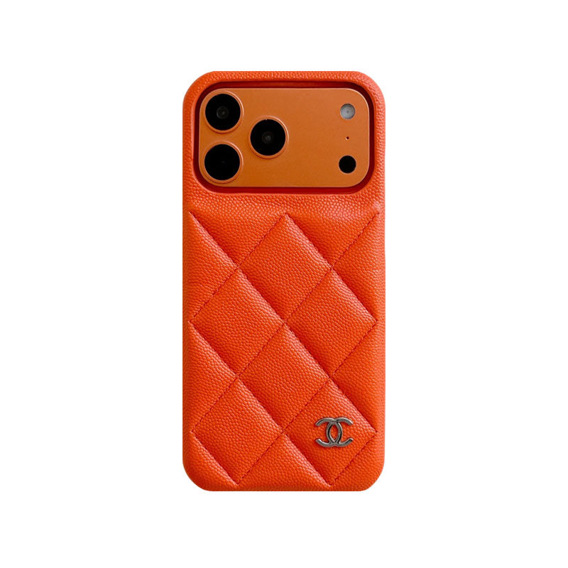 Premium Leather CC iPhone Case Orange For iPhone 17 Series-CYCC035
