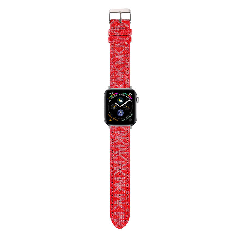 Luxury Leather MK Apple Watch Band White-LBB25405