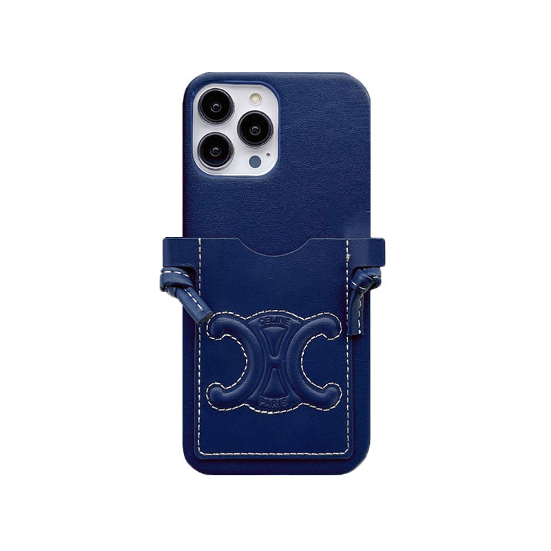 CL iPhone Case With Card Holder and Strap Black-XK240326