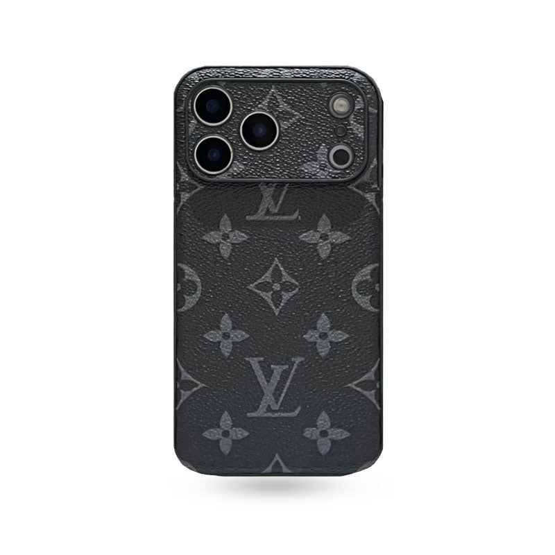 Black Leather Monogram iPhone Case For iPhone 17 Series-CRK251450