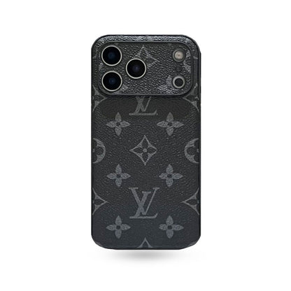 Black Leather Monogram iPhone Case For iPhone 17 Series-CRK251450