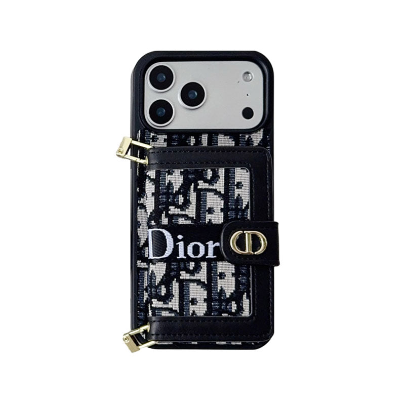 Classic Leather CD iPhone Case With Wallet And Crossbody Strap-CFK251405