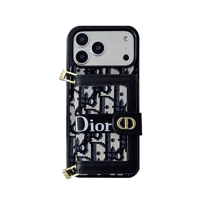 Classic Leather CD iPhone Case With Wallet And Crossbody Strap-CFK251405