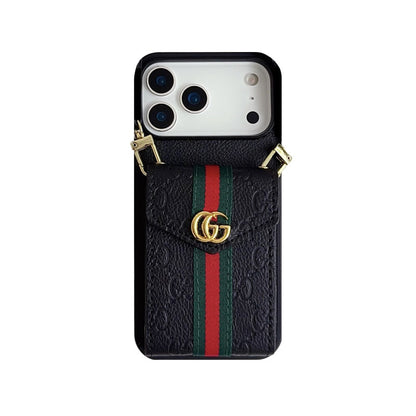 Leather GG iPhone Case With Card Holder And Strap -CFK251305