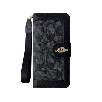 Premium Leather CH iPhone Case With Card Holder And Strap-CFPL001