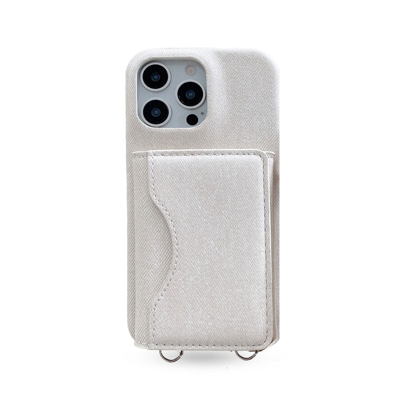 Denim iPhone Case With Wallet And Strap