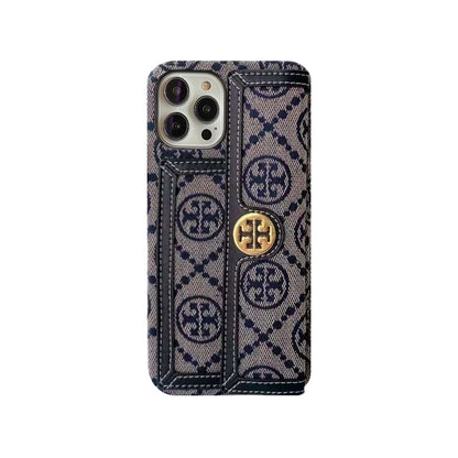 TB iPhone Case With Wallet And Strap White -SlK240411