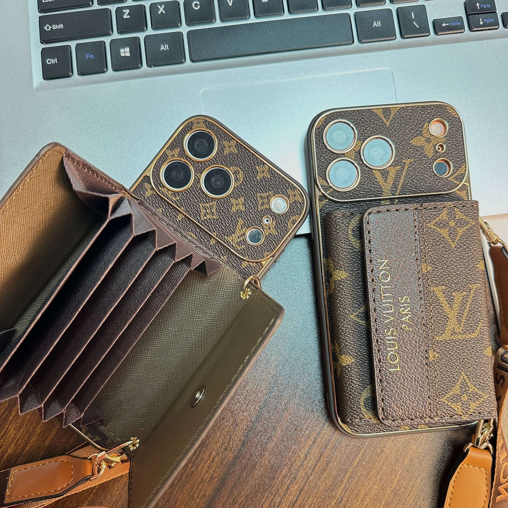 Refined Leather Monogram iPhone Case With Wallet And Crossbody Strap For iPhone 17 Series-CYLV128