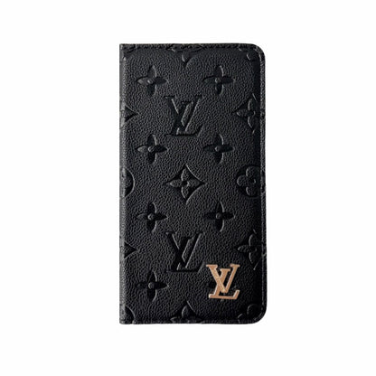 Luxury Leather Folio Monogram iPhone Case With Card Holder-CFHYL001