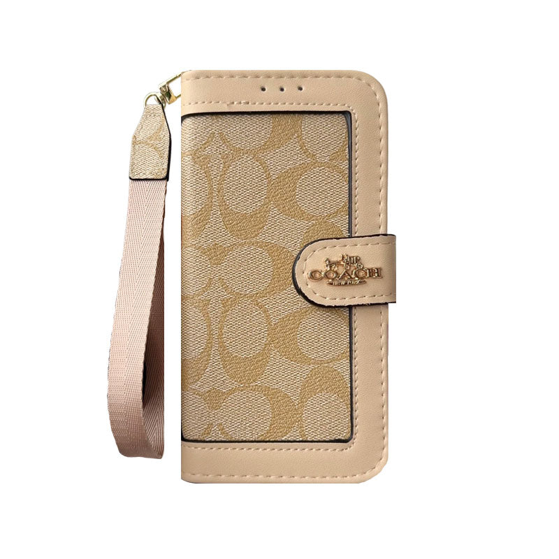 Premium Leather CH iPhone Case With Card Holder And Strap-CFPL001