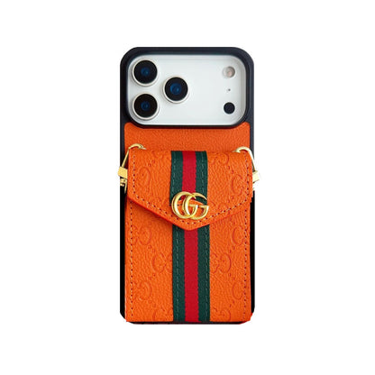 Leather GG iPhone Case With Card Holder And Strap -CFK251305