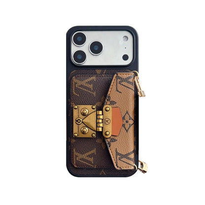 Classic Leather Monogram iPhone Case With Card Holder And Strap-CFK251605