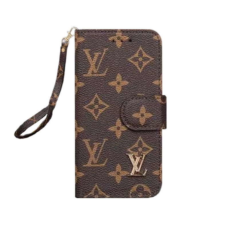 Classic  Folio Monogram iPhone Case With Wallet And Strap Big Printing-CFLB251102
