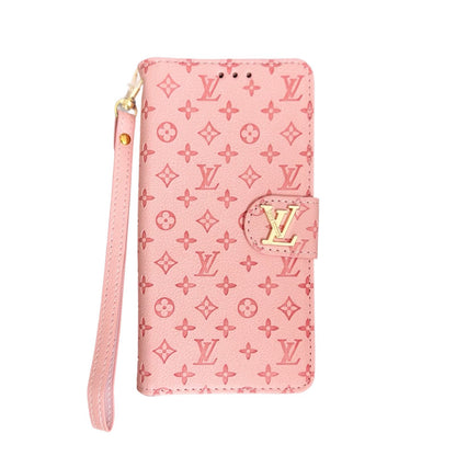Leather Folio Monogram iPhone Case With Card Holder And Strap White-CFHYL251127