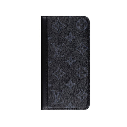 Premium Leather Monogram iPhone Case with Card Slot and Coin Pocket Black Printing-CFHYL2502