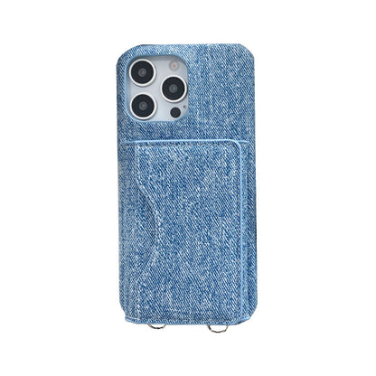 Denim iPhone Case With Wallet And Strap
