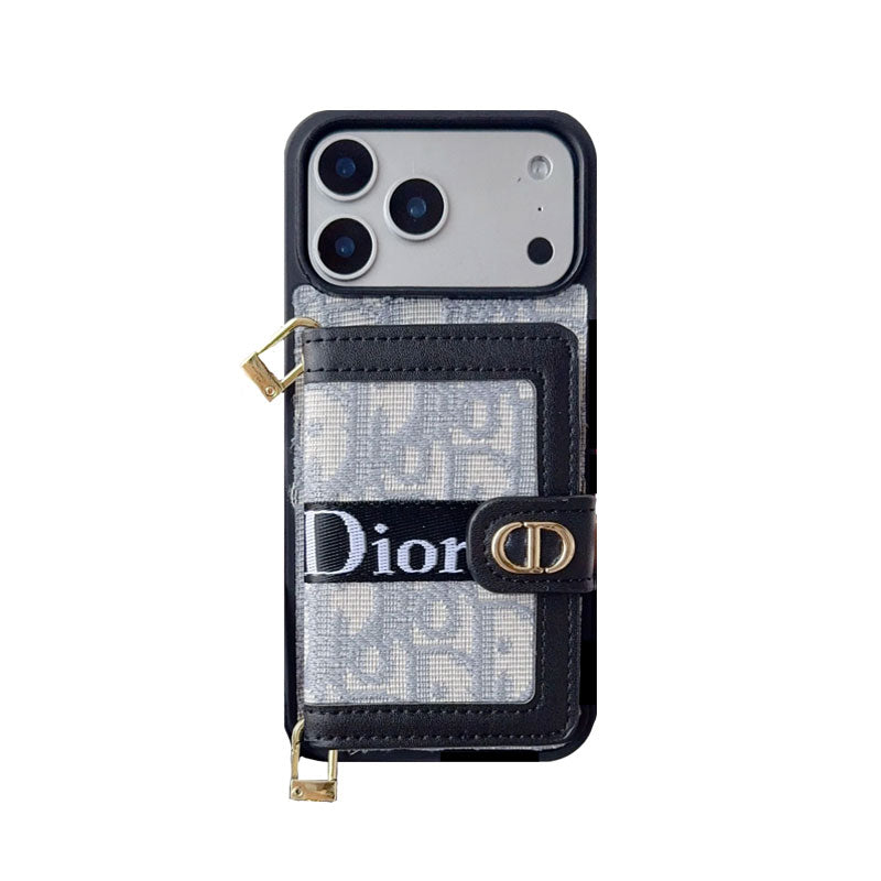 Classic Leather CD iPhone Case With Wallet And Crossbody Strap-CFK251405