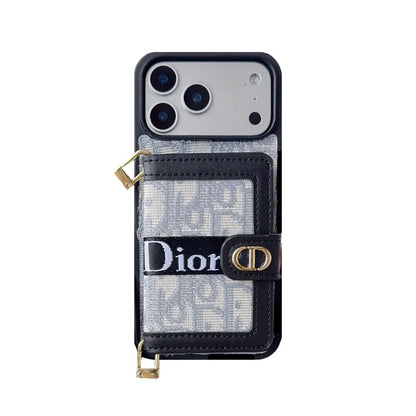 Classic Leather CD iPhone Case With Wallet And Crossbody Strap-CFK251405