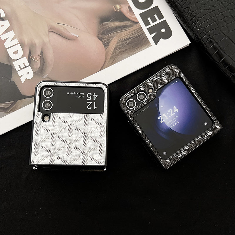 Leather GD Samsung Galaxy Z Flip Series Case  Black -HKL251514