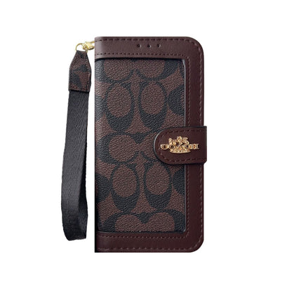Premium Leather CH iPhone Case With Card Holder And Strap-CFPL001