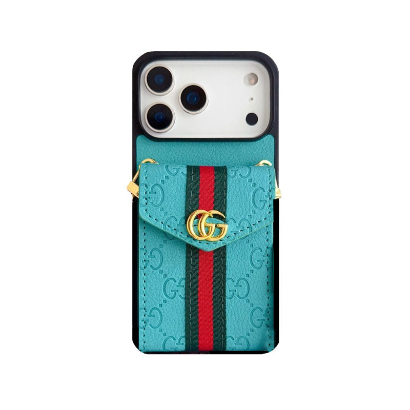 Leather GG iPhone Case With Card Holder And Strap -CFK251305