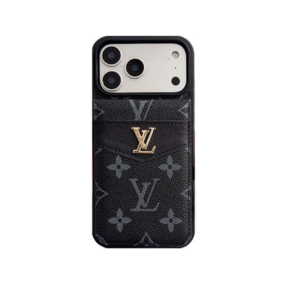 Luxury Leather Monogram iPhone Case With Card Holder -CFK251315