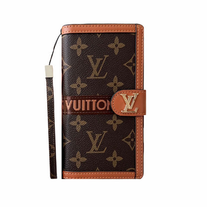 Classic Leather Fold Monogram iPhone Case With Card and Cash Holder-CFMTY002
