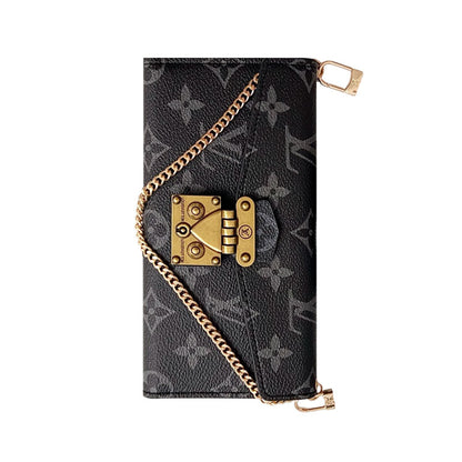 Luxury Folio Monogram iPhone Case With Card Holder And Crossbody Strap-CFMTY25