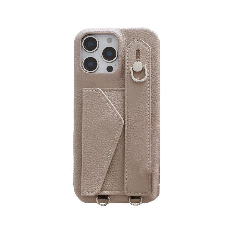 Leather iPhone Case With Card Holder And Strap