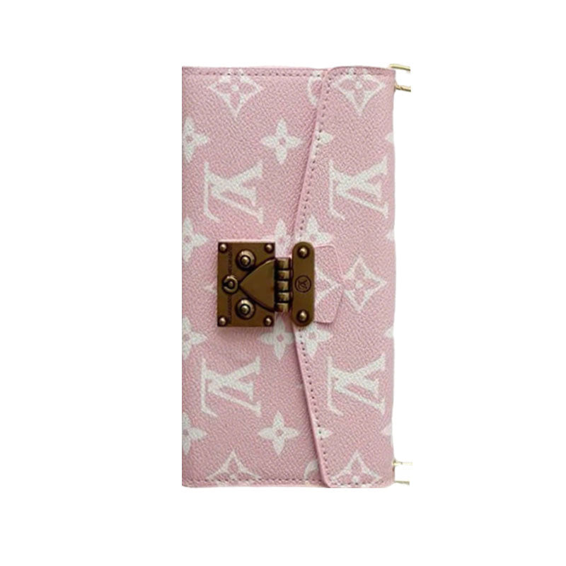 Leather Monogram iPhone Case With Wallet And Crossbody Strap For iPhone 17 Series-CYLV081
