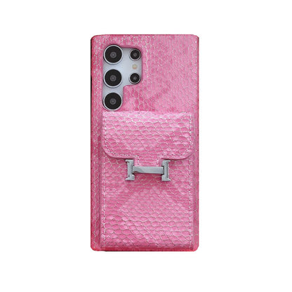 Snake Leather Samsung Phone Case With Card Holder
