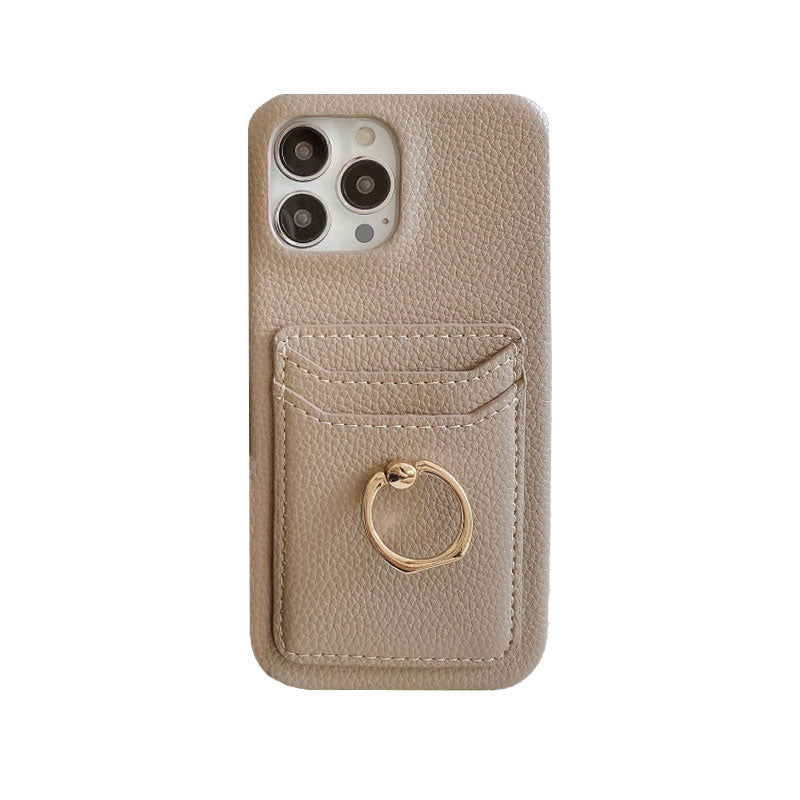 Leather Phone Case For iPhone with Card Holder Black-SHW240110