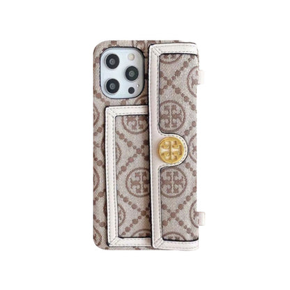 TB iPhone Case With Wallet And Strap Black -SlK240411