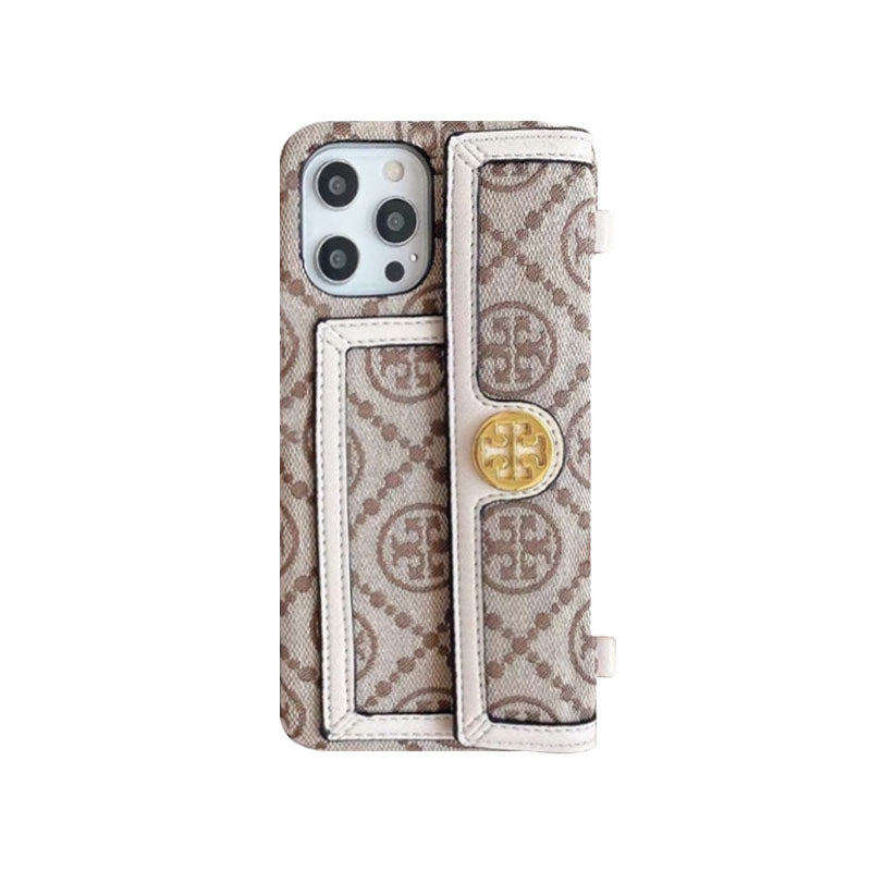 TB iPhone Case With Wallet And Strap White -SlK240411