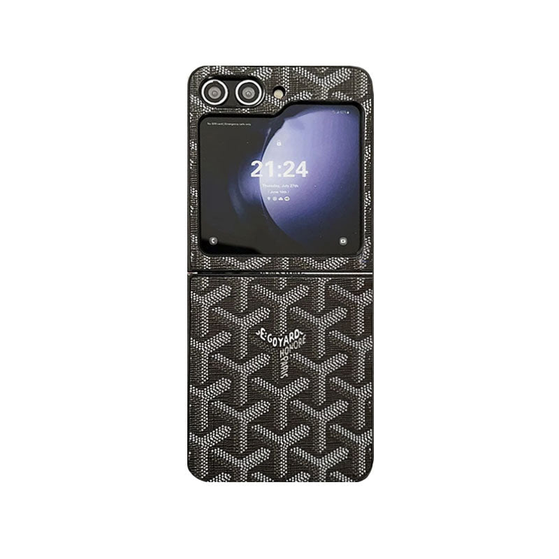 Leather GD Samsung Galaxy Z Flip Series Case  Black -HKL251514