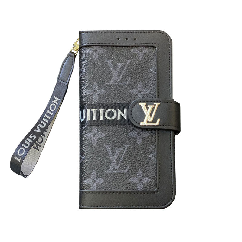 Leather Leather Flip Monogram Phone Case With Card Holder And Strap Big Printing -CFLB200911