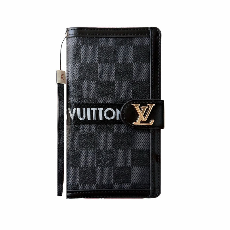 Classic Leather Fold Monogram iPhone Case With Card and Cash Holder-CFMTY002