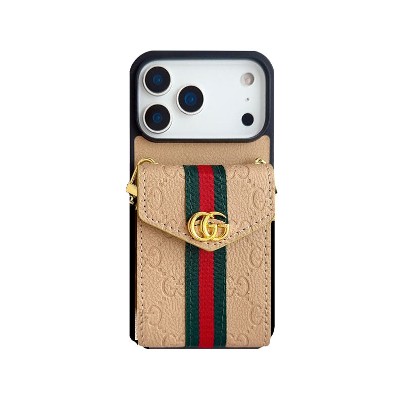 Leather GG iPhone Case With Card Holder And Strap -CFK251305