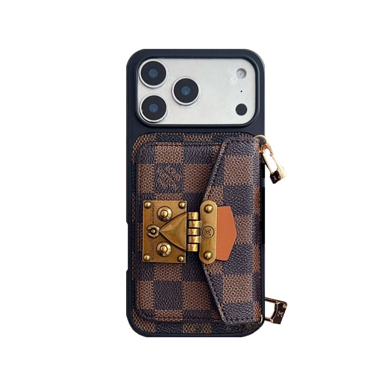 Classic Leather Monogram iPhone Case With Card Holder And Strap-CFK251605
