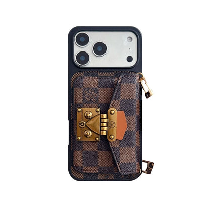 Classic Leather Monogram iPhone Case With Card Holder And Strap-CFK251605