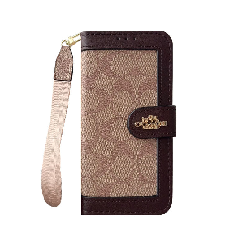Premium Leather CH iPhone Case With Card Holder And Strap-CFPL001