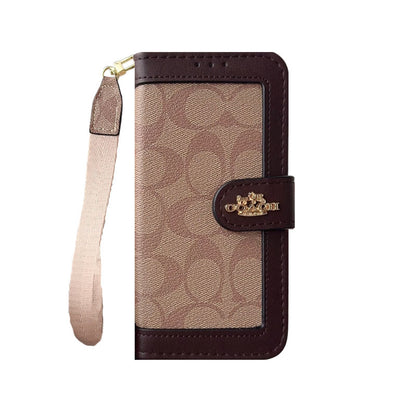 Premium Leather CH iPhone Case With Card Holder And Strap-CFPL001