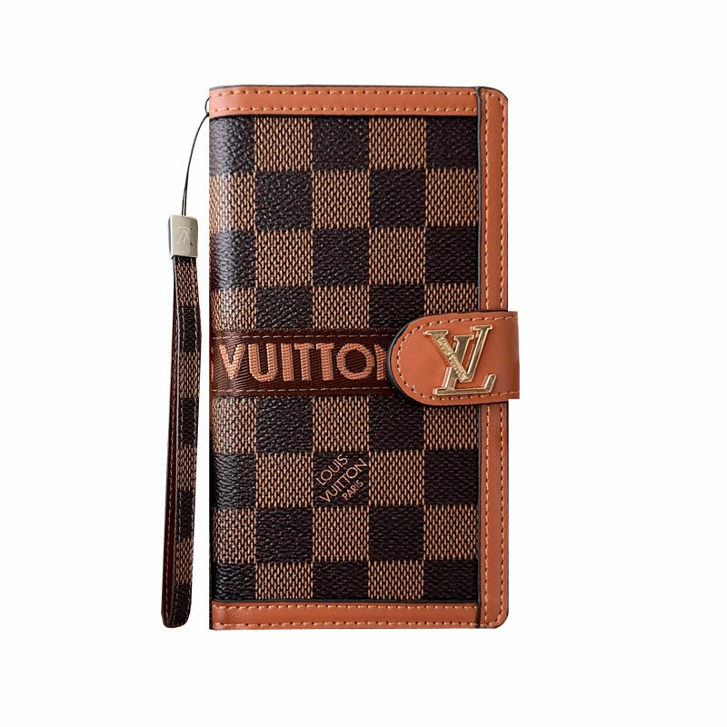 Classic Leather Fold Monogram iPhone Case With Card and Cash Holder-CFMTY002
