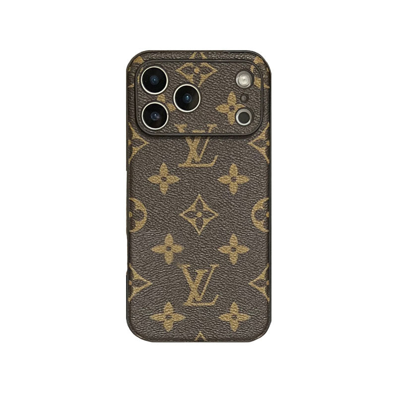Black Leather Monogram iPhone Case For iPhone 17 Series-CRK251450