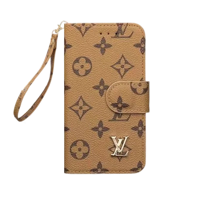 Classic  Folio Monogram iPhone Case With Wallet And Strap Big Printing-CFLB251102