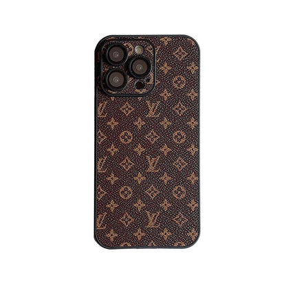 Leather Monogram iPhone Case With Lens Protection Big Printing -CEK251736